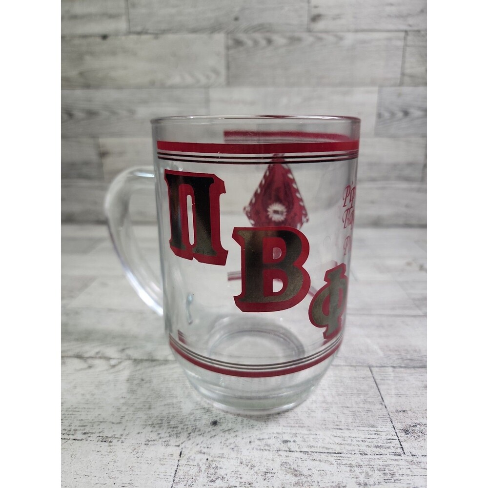 Vintage Pi Beta Phi Sorority Glass Mug Pi Phi Cup Handled 5"